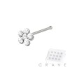 12 PCS OF PLATED 925 STERLING SILVER NOSE BONE STUD WITH FLOWER CLEAR GEM